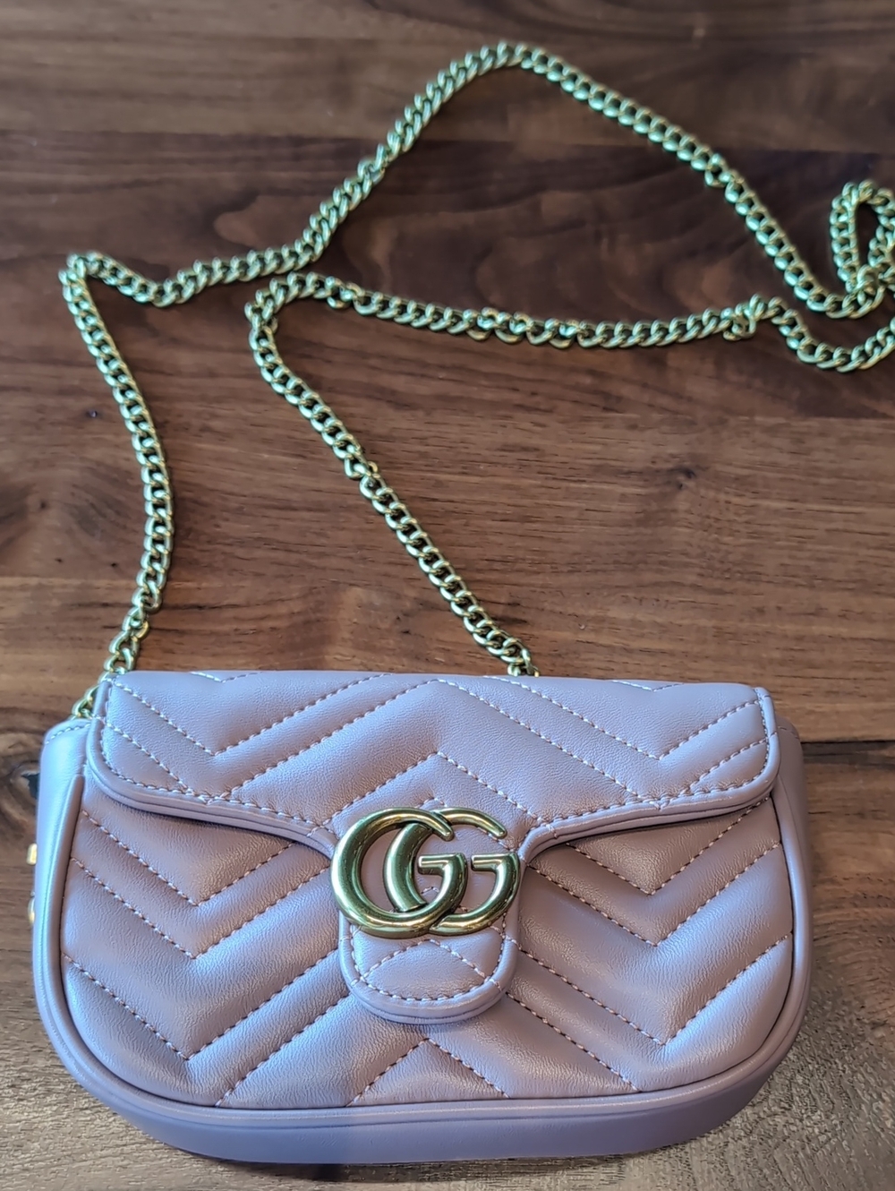 G U C C I Matelasse Mini GG Marmont Shoulder Bag Porcelain Rose - Picture 3 of 17